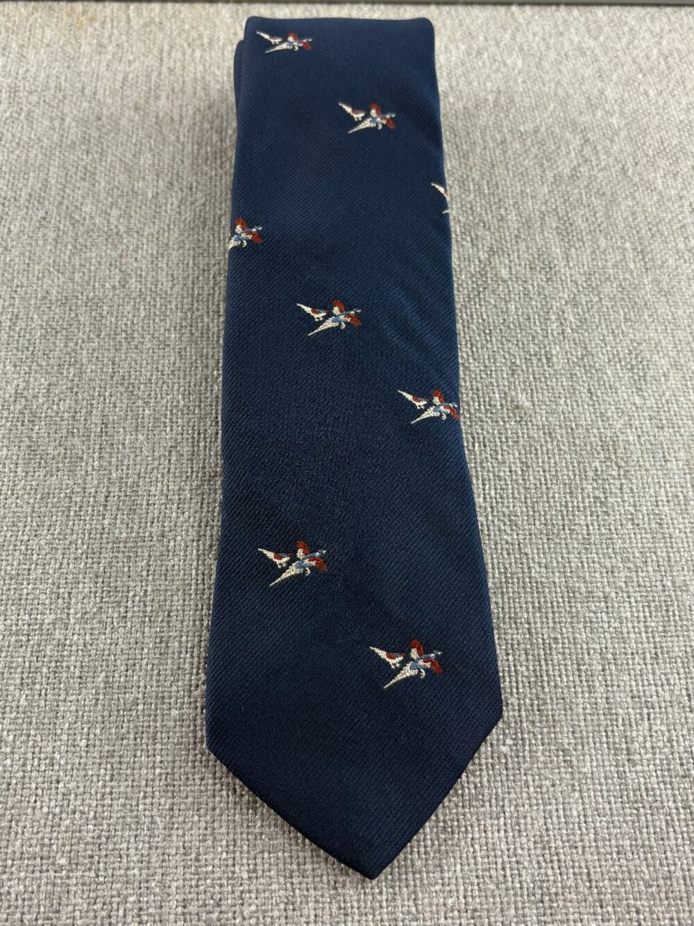 Vintage 1970's Sears Traditional Collection Blue / Flying Pheasants Men's Tie